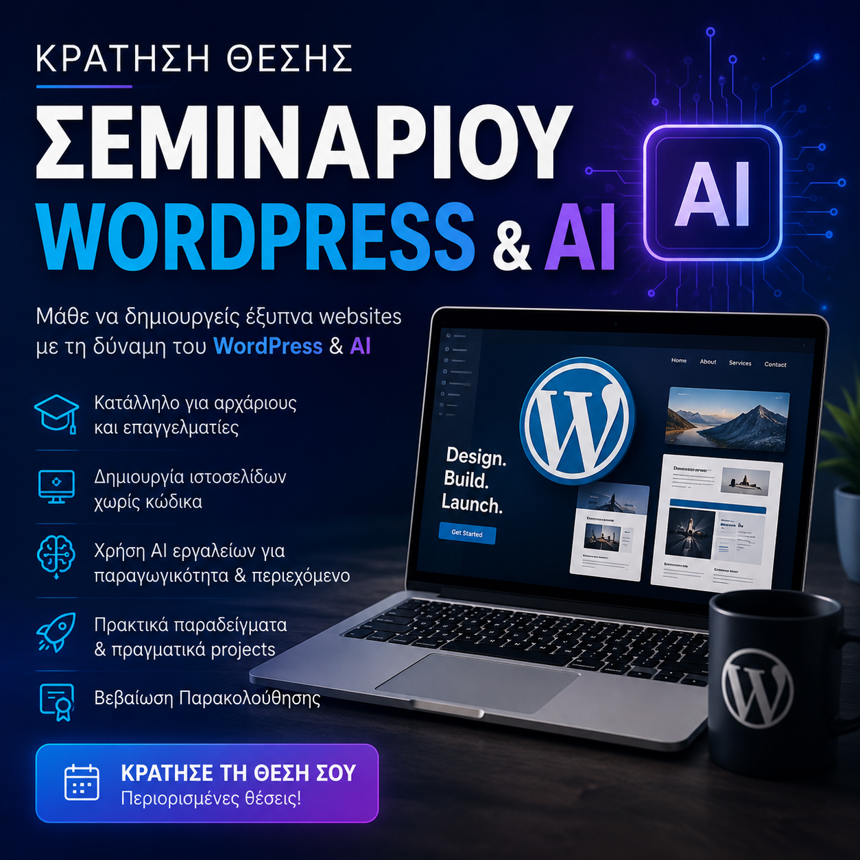 Κράτηση Θέσης Σεμιναρίου WordPress & AI