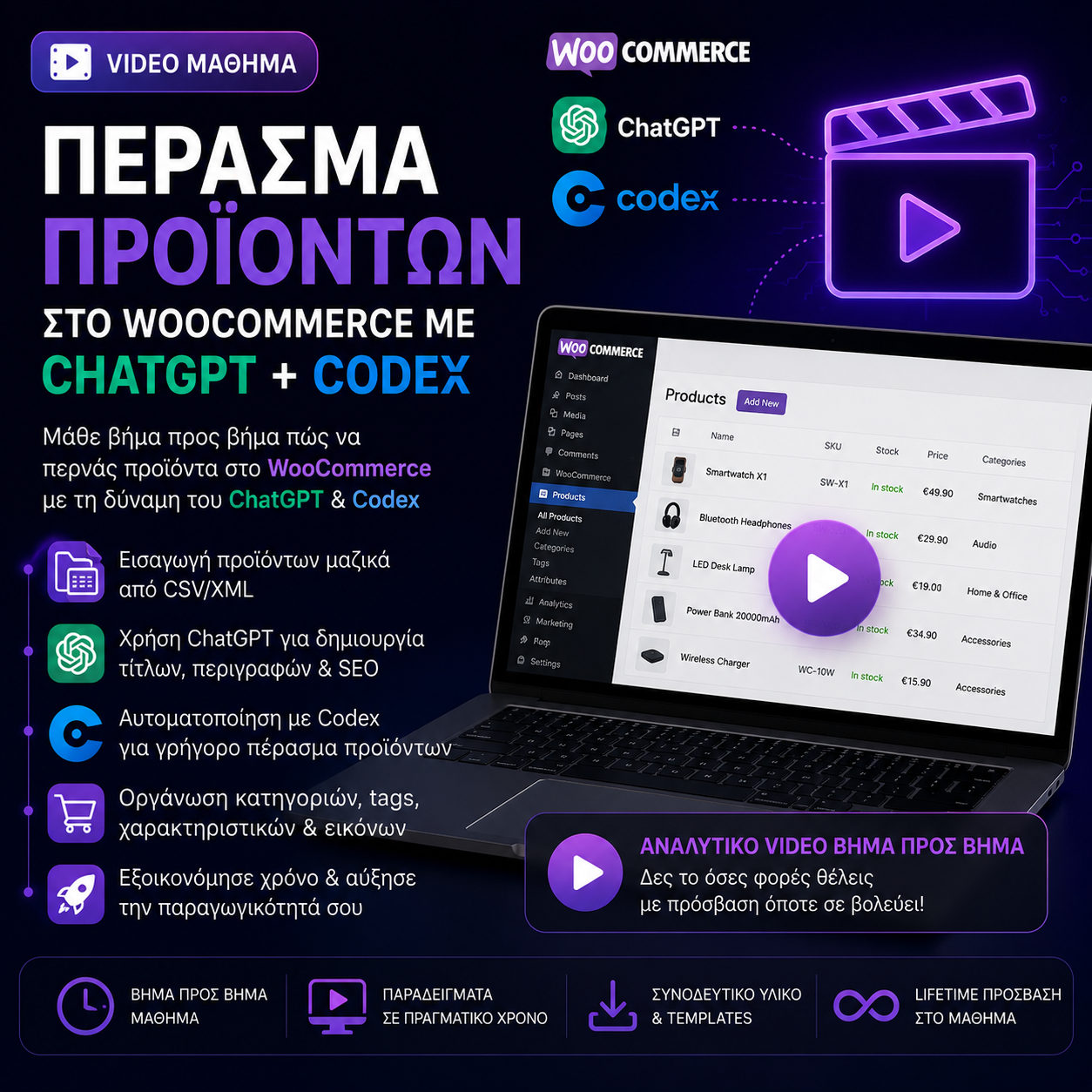 Video Μάθημα: Πέρασμα Προϊόντων στο WooCommerce με ChatGPT Codex